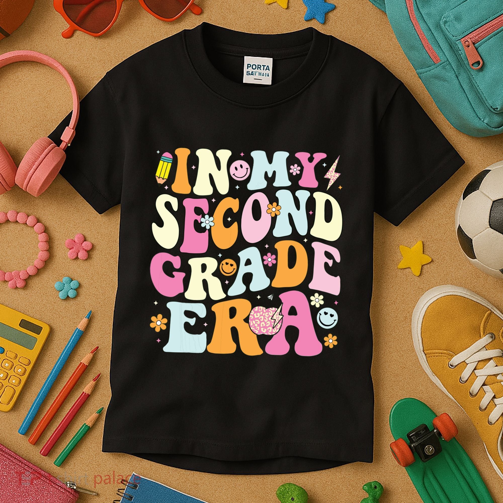 In My Second Grade Era 2nd Grade Teacher Groovy Retro Kids T-Shirt