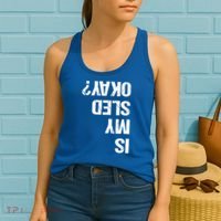 Is My Sled Okay? Funny Snowmobile Sleigh Riding Joke Gift Women's Tank Top thumb 2