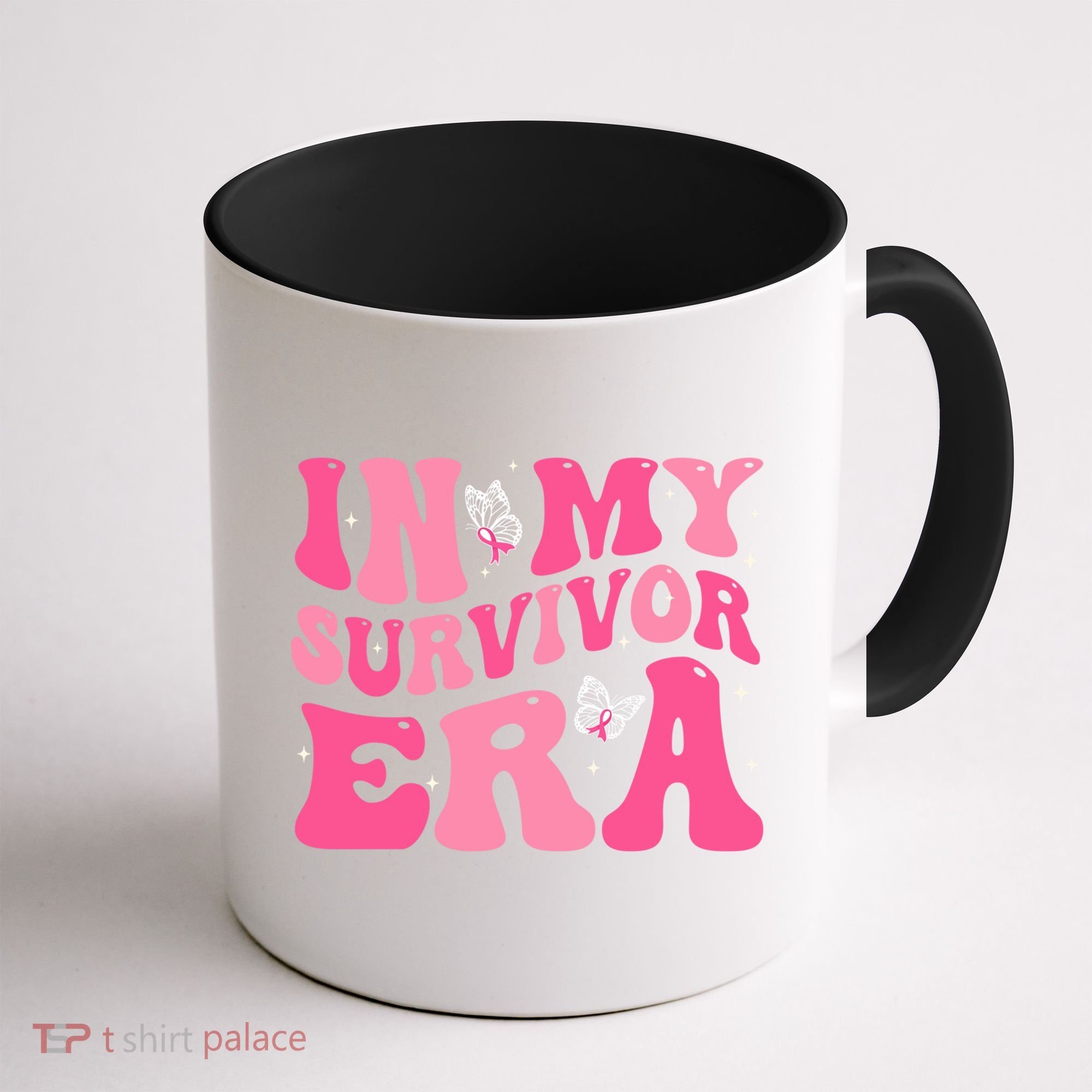 In My Survivor Era Groovy Retro Pink Breast Cancer Awareness Meaningful Gift Coffee Mug