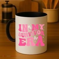 In My Survivor Era Groovy Retro Pink Breast Cancer Awareness Meaningful Gift Coffee Mug thumb 4