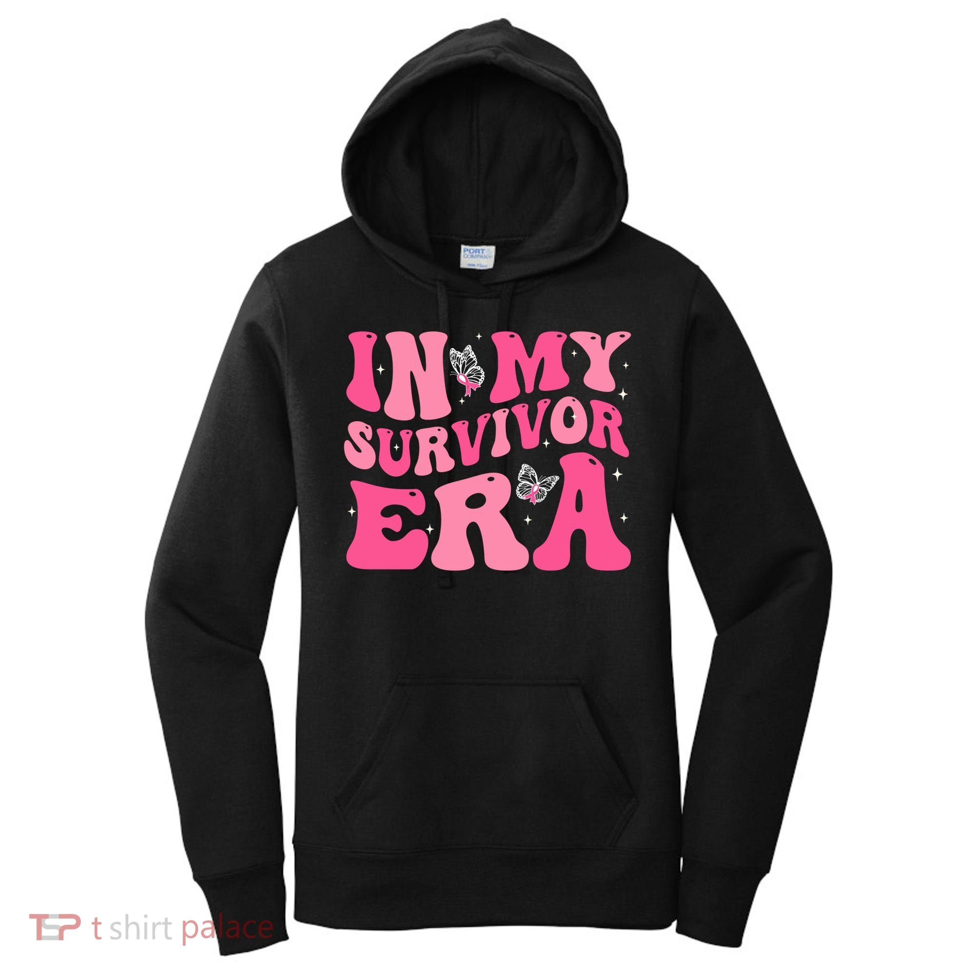 In My Survivor Era Groovy Retro Pink Breast Cancer Awareness Meaningful Gift Women's Hoodie