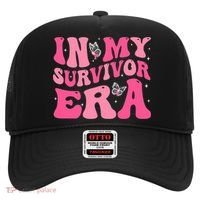 In My Survivor Era Groovy Retro Pink Breast Cancer Awareness Meaningful Gift Hat thumb 0