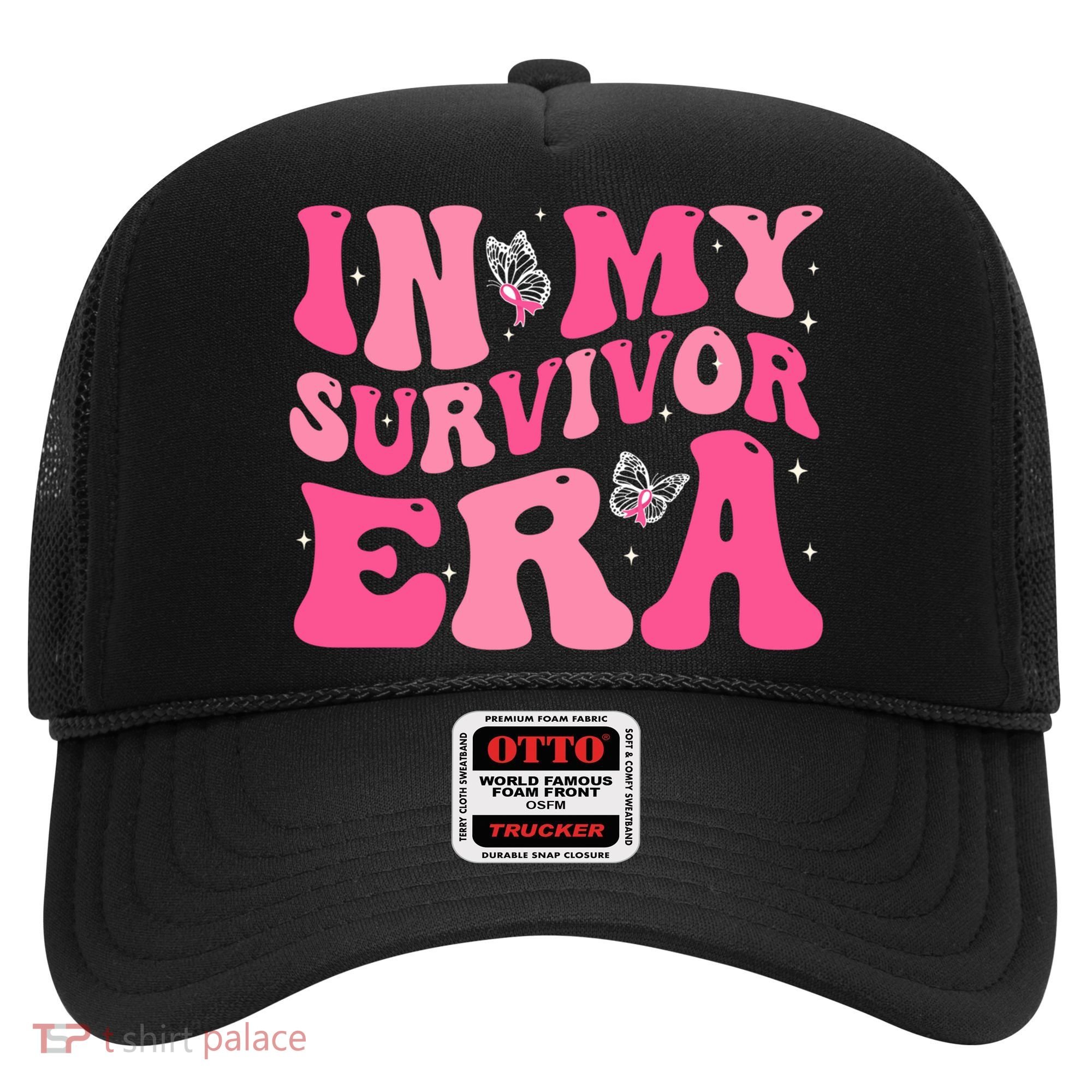 In My Survivor Era Groovy Retro Pink Breast Cancer Awareness Meaningful Gift Hat