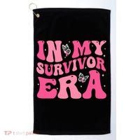 In My Survivor Era Groovy Retro Pink Breast Cancer Awareness Meaningful Gift Golf Towel thumb 0