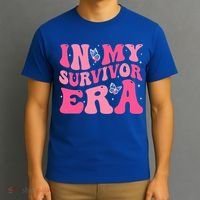 In My Survivor Era Groovy Retro Pink Breast Cancer Awareness Meaningful Gift T-Shirt thumb 3