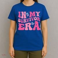 In My Survivor Era Groovy Retro Pink Breast Cancer Awareness Meaningful Gift T-Shirt thumb 4