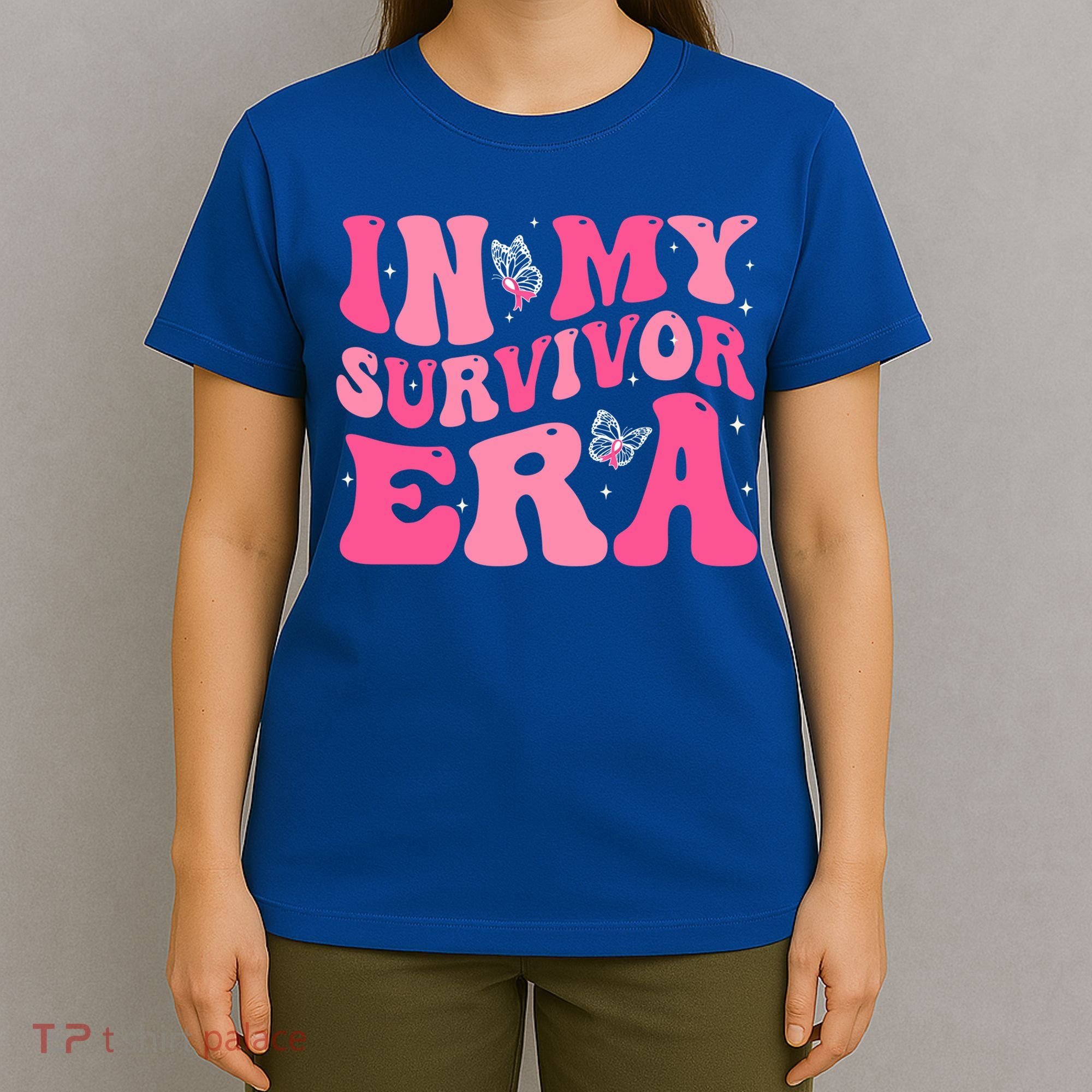 In My Survivor Era Groovy Retro Pink Breast Cancer Awareness Meaningful Gift T-Shirt