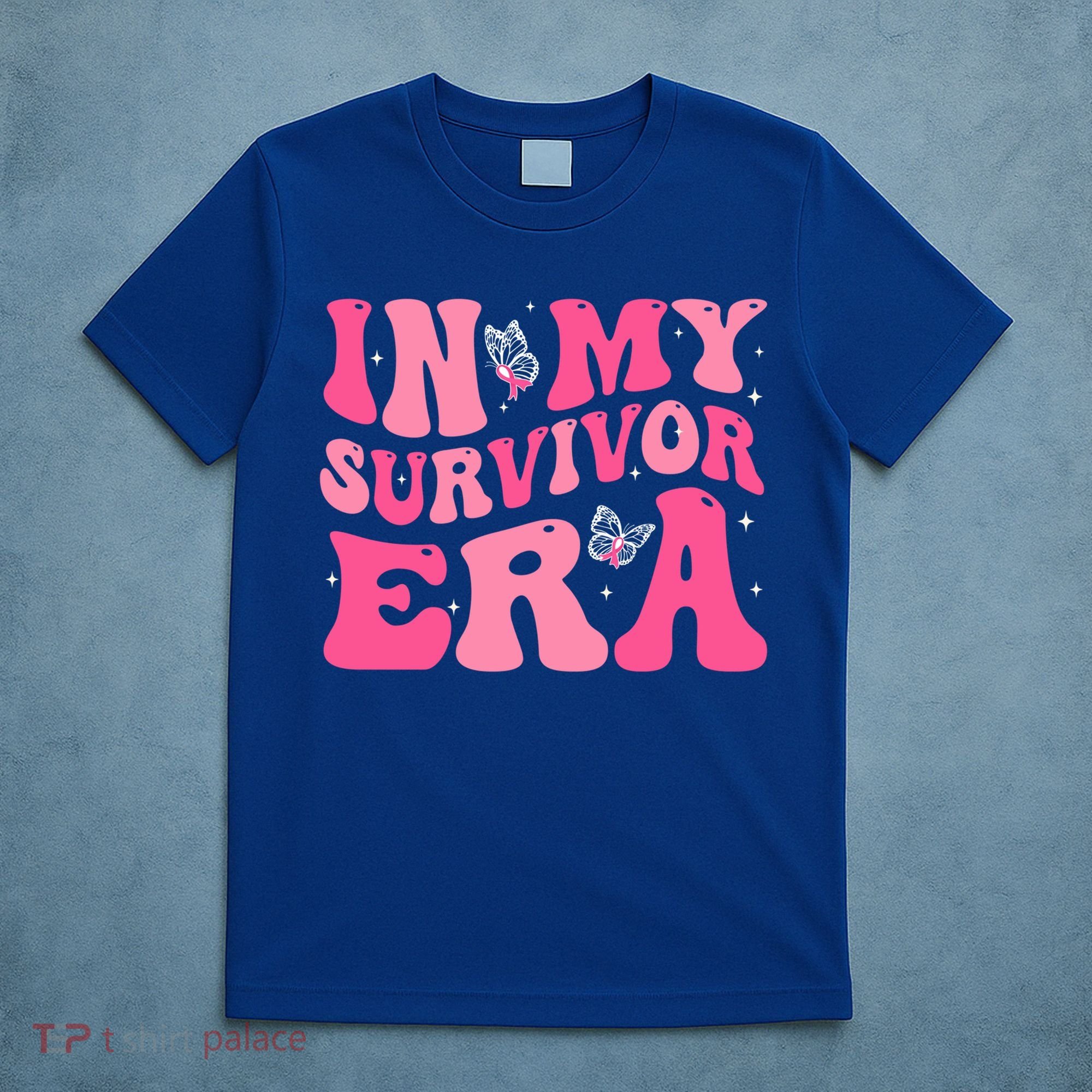 In My Survivor Era Groovy Retro Pink Breast Cancer Awareness Meaningful Gift T-Shirt