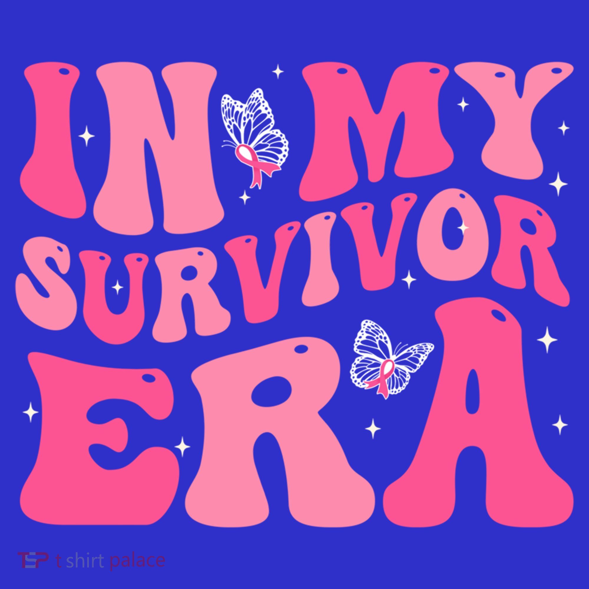 In My Survivor Era Groovy Retro Pink Breast Cancer Awareness Meaningful Gift T-Shirt