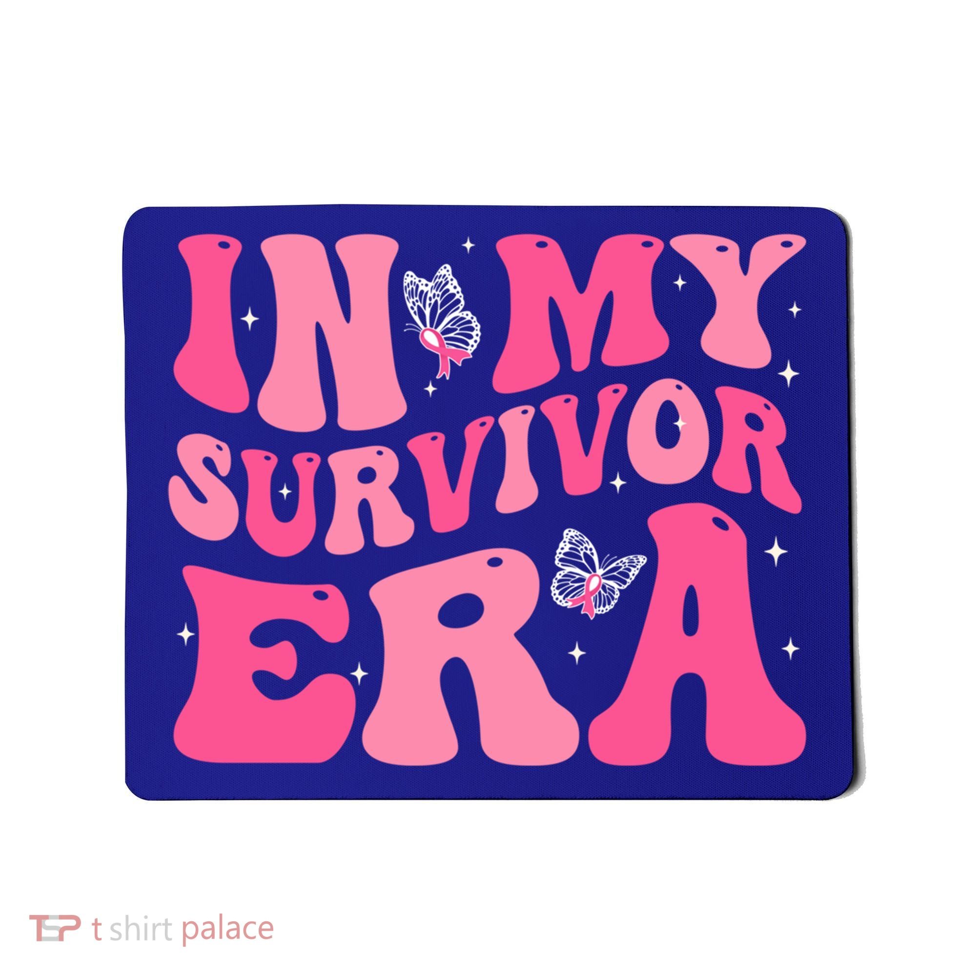 In My Survivor Era Groovy Retro Pink Breast Cancer Awareness Meaningful Gift Mousepad
