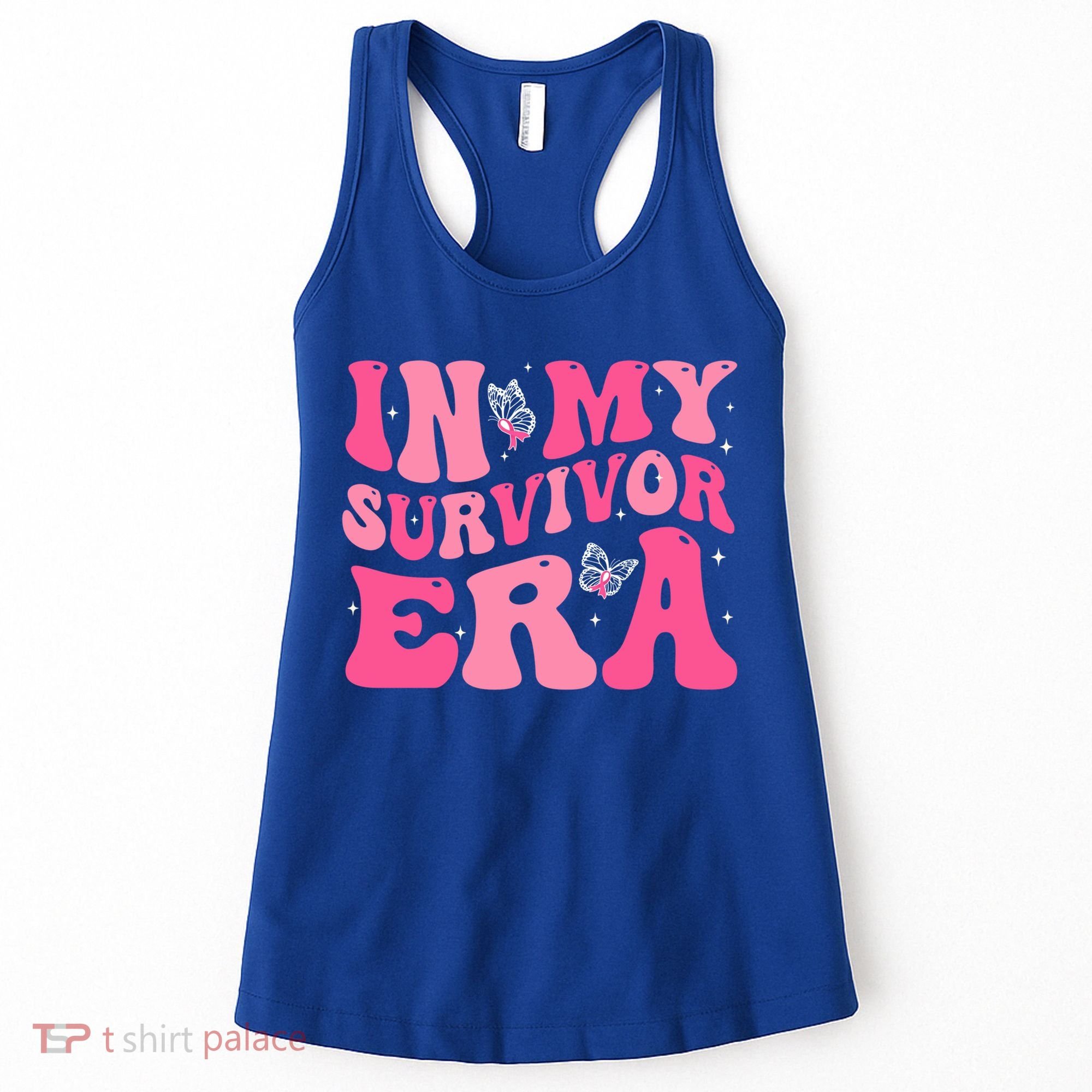 In My Survivor Era Groovy Retro Pink Breast Cancer Awareness Meaningful Gift Women's Tank Top