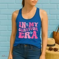 In My Survivor Era Groovy Retro Pink Breast Cancer Awareness Meaningful Gift Women's Tank Top thumb 2