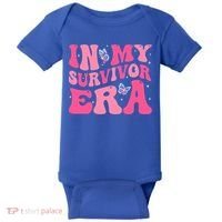 In My Survivor Era Groovy Retro Pink Breast Cancer Awareness Meaningful Gift Baby Bodysuit thumb 0