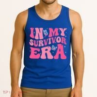 In My Survivor Era Groovy Retro Pink Breast Cancer Awareness Meaningful Gift Tank Top thumb 3