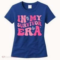 In My Survivor Era Groovy Retro Pink Breast Cancer Awareness Meaningful Gift Women's T-Shirt thumb 0