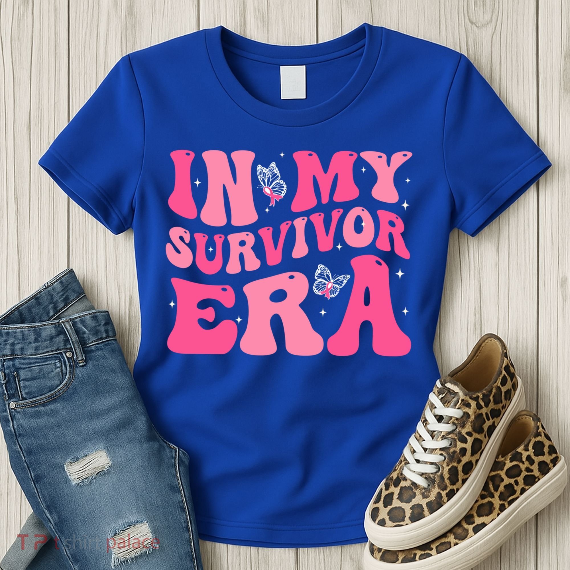 In My Survivor Era Groovy Retro Pink Breast Cancer Awareness Meaningful Gift Women's T-Shirt