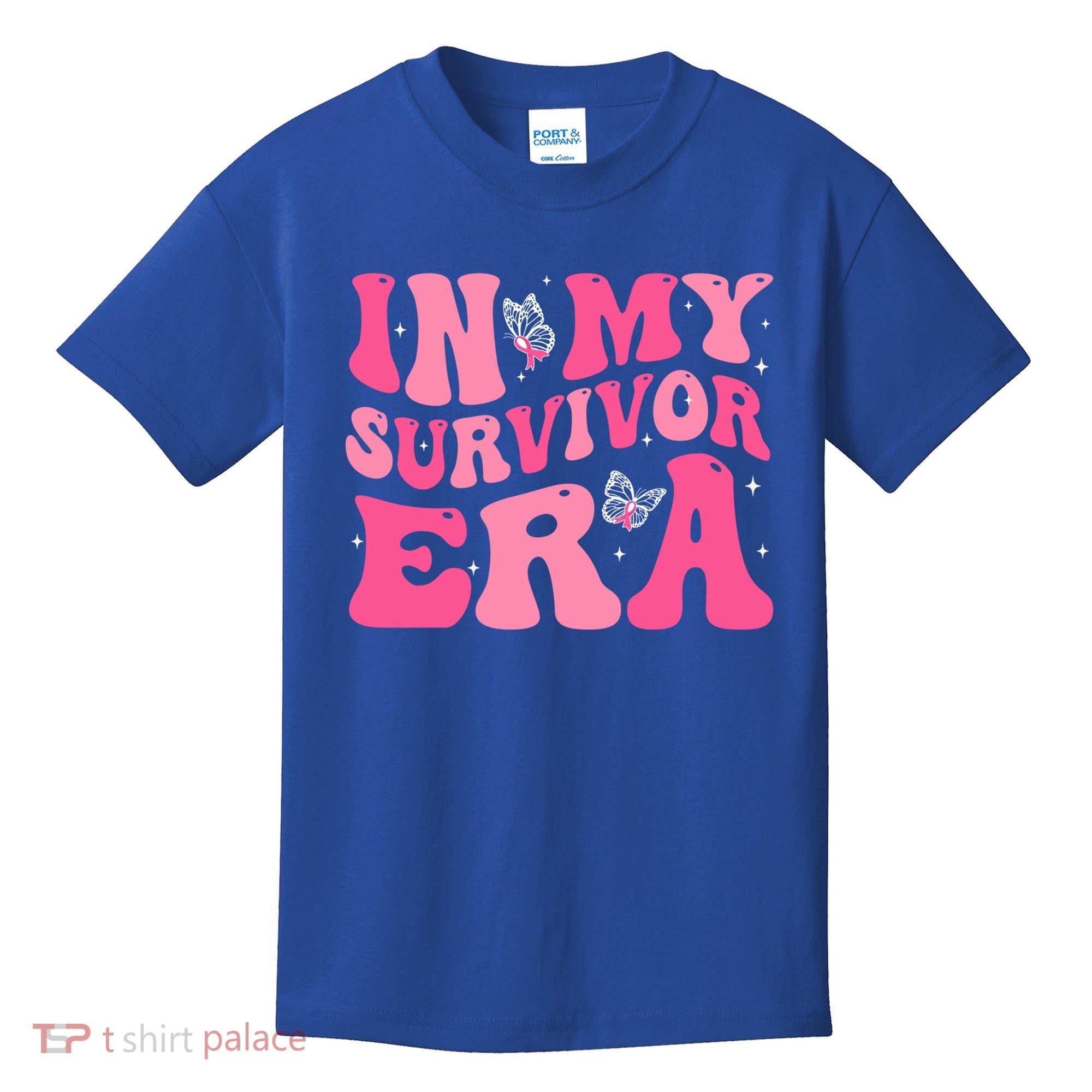 In My Survivor Era Groovy Retro Pink Breast Cancer Awareness Meaningful Gift Kids T-Shirt