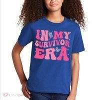 In My Survivor Era Groovy Retro Pink Breast Cancer Awareness Meaningful Gift Kids T-Shirt thumb 2