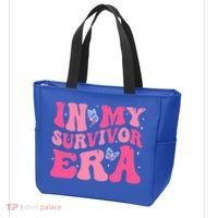 In My Survivor Era Groovy Retro Pink Breast Cancer Awareness Meaningful Gift Tote Bag thumb 3