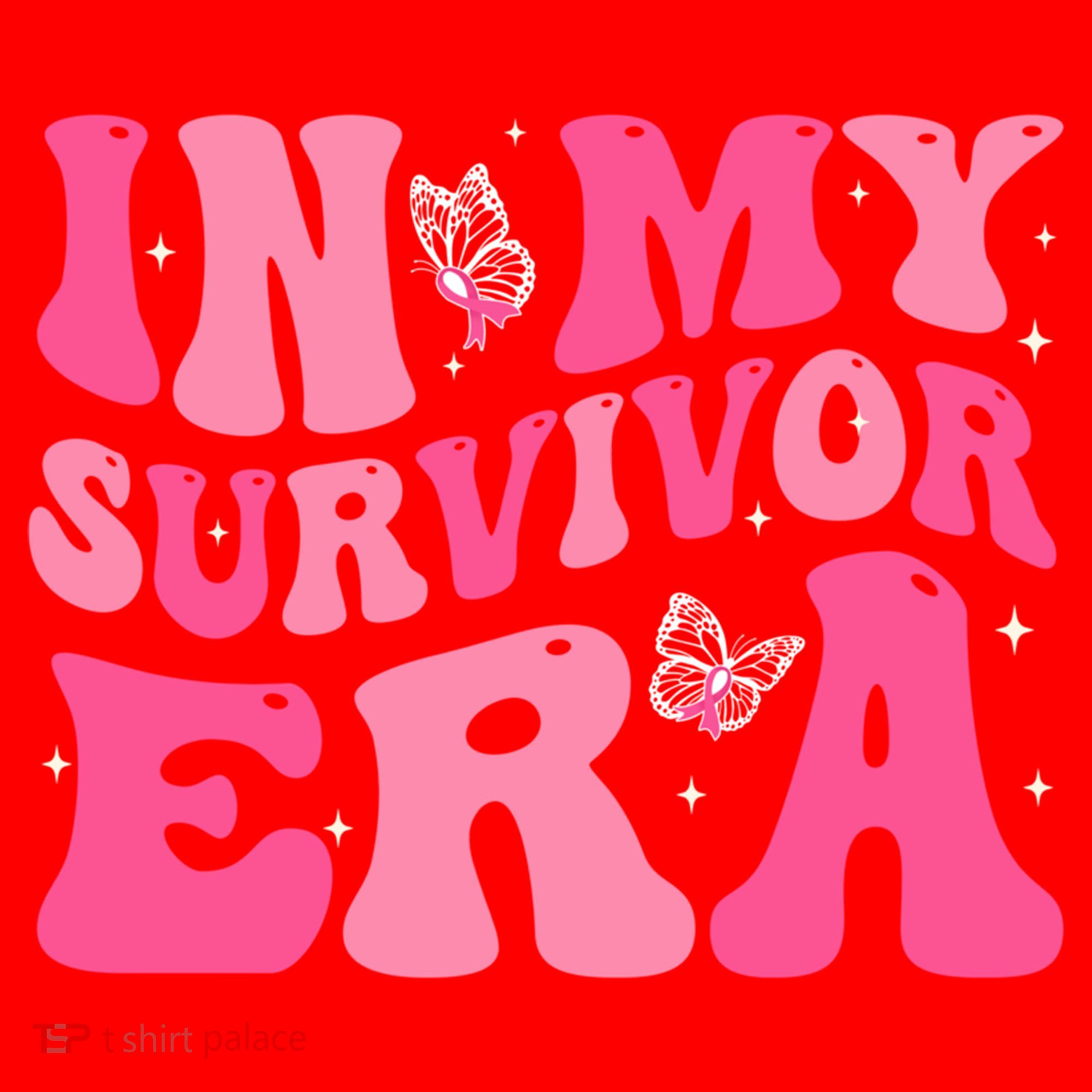 In My Survivor Era Groovy Retro Pink Breast Cancer Awareness Meaningful Gift Santa Hat