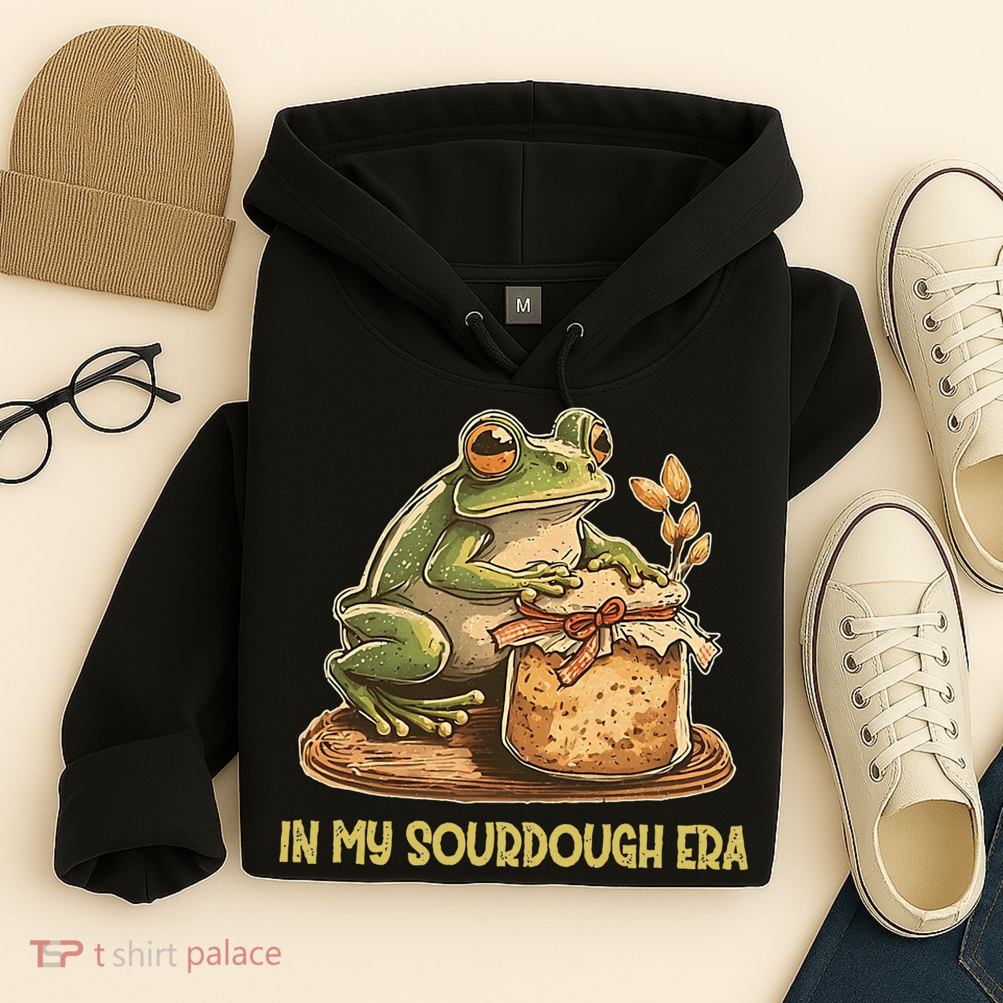 In My Sourdough Era Funny Frog Baking Bread Hoodie