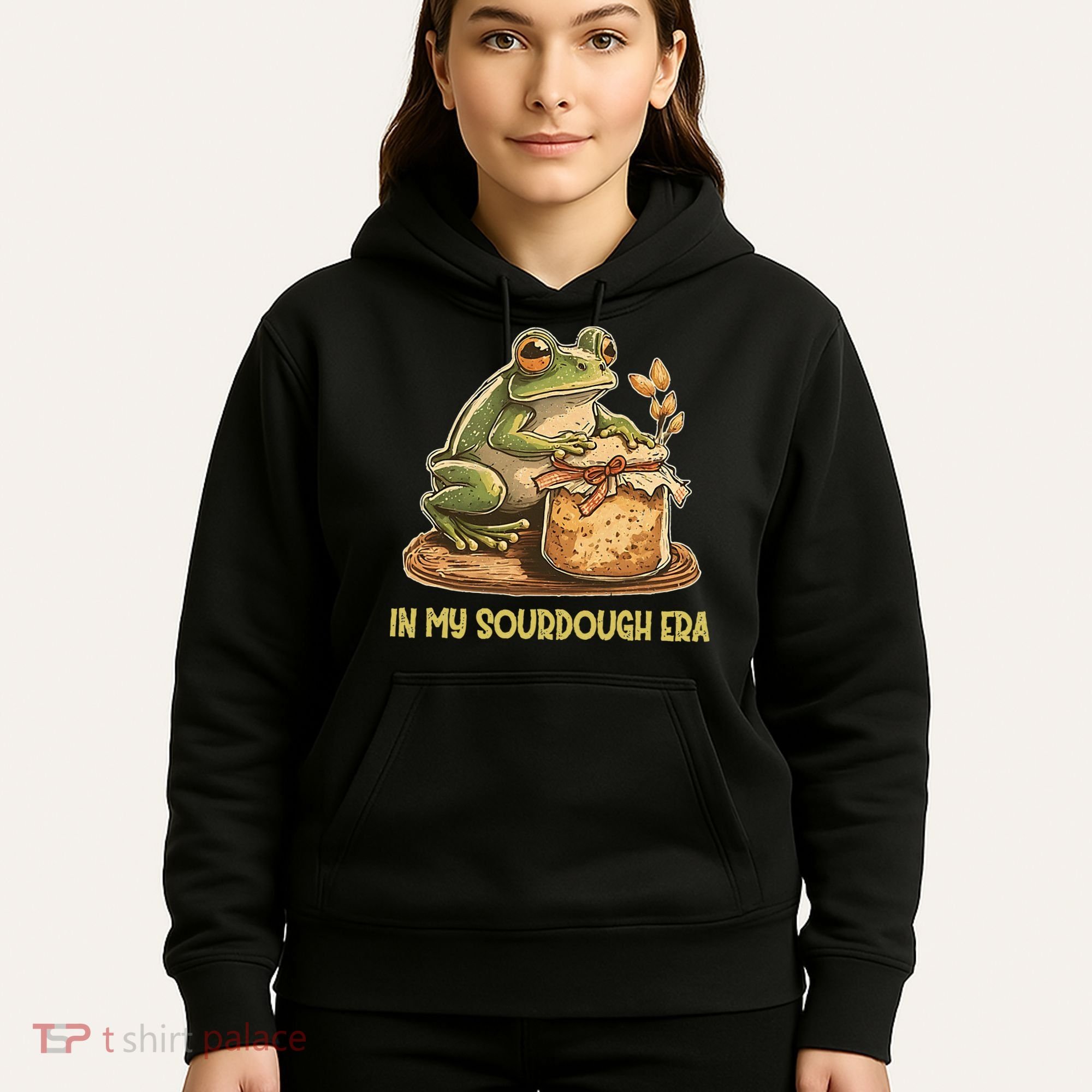 In My Sourdough Era Funny Frog Baking Bread Hoodie