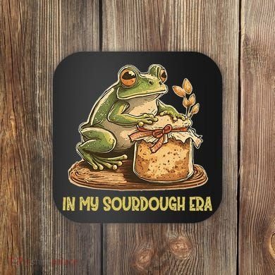 In My Sourdough Era Funny Frog Baking Bread Coaster