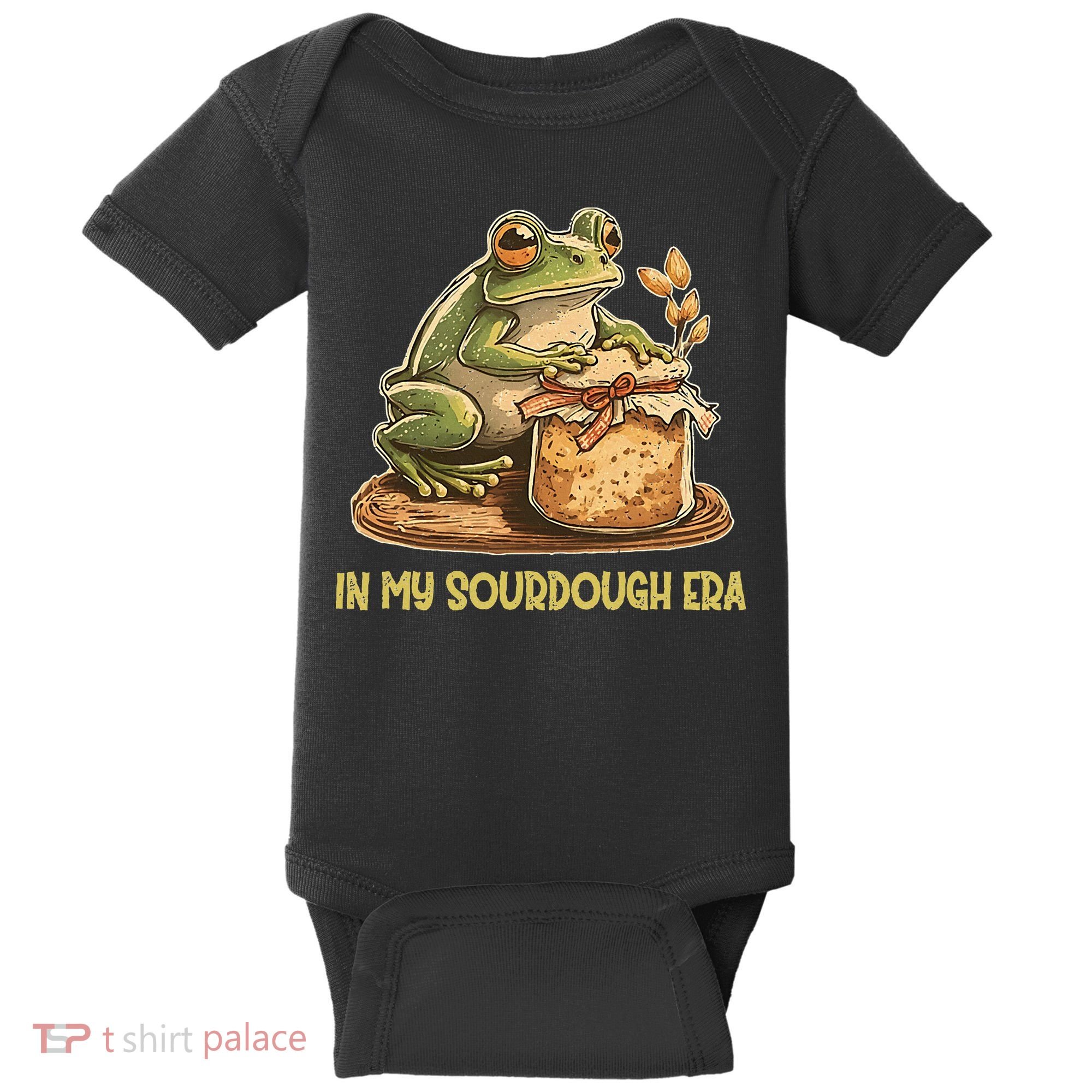 In My Sourdough Era Funny Frog Baking Bread Baby Bodysuit