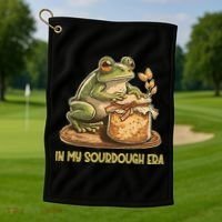 In My Sourdough Era Funny Frog Baking Bread Golf Towel thumb 1