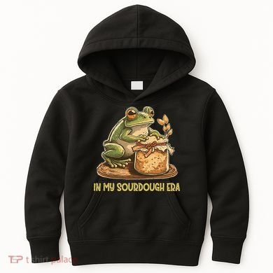 In My Sourdough Era Funny Frog Baking Bread Kids Hoodie
