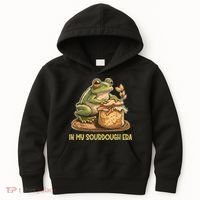 In My Sourdough Era Funny Frog Baking Bread Kids Hoodie thumb 0