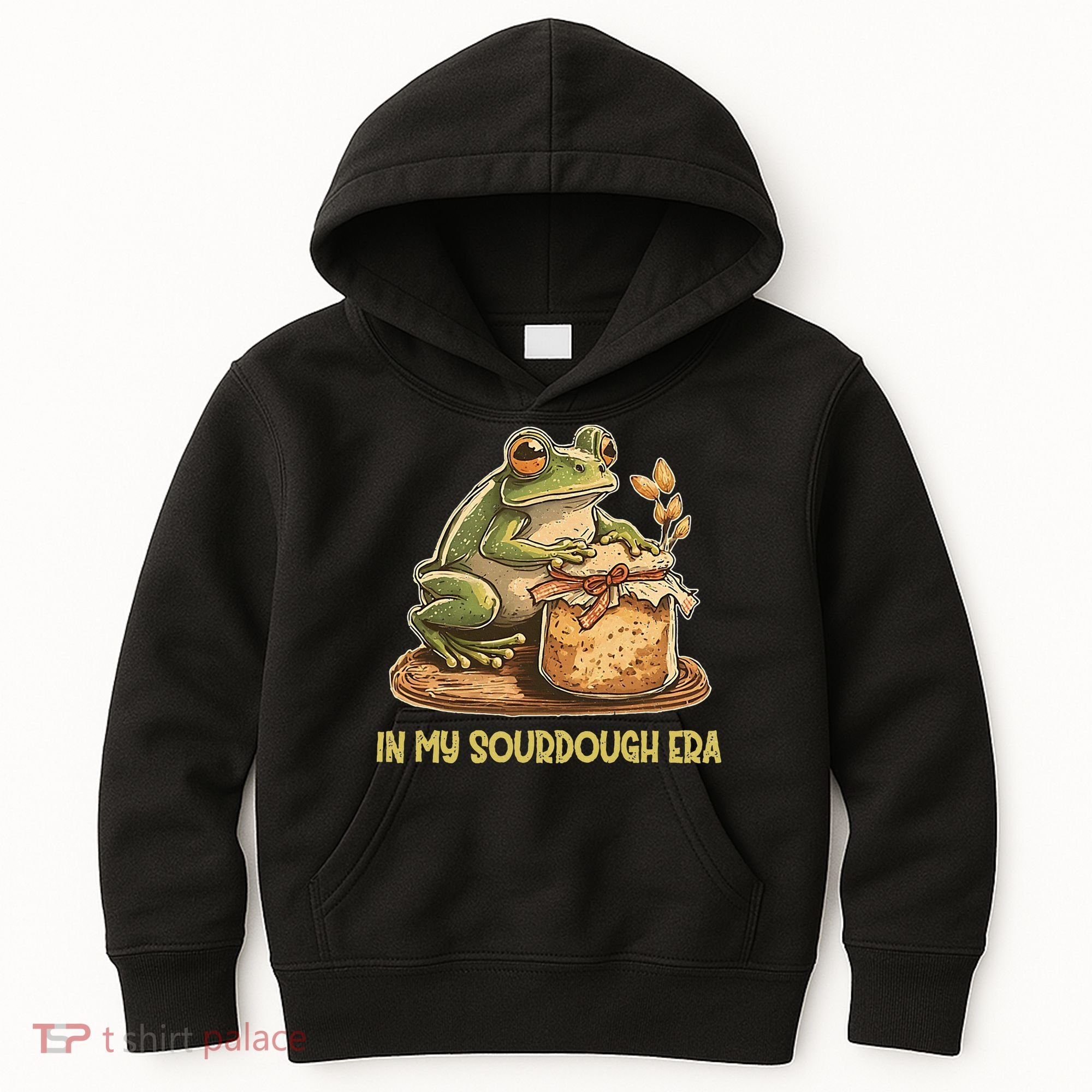 In My Sourdough Era Funny Frog Baking Bread Kids Hoodie