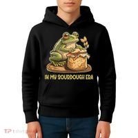 In My Sourdough Era Funny Frog Baking Bread Kids Hoodie thumb 4