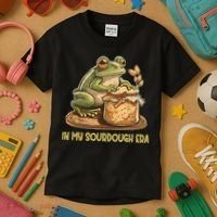 In My Sourdough Era Funny Frog Baking Bread Kids T-Shirt thumb 3