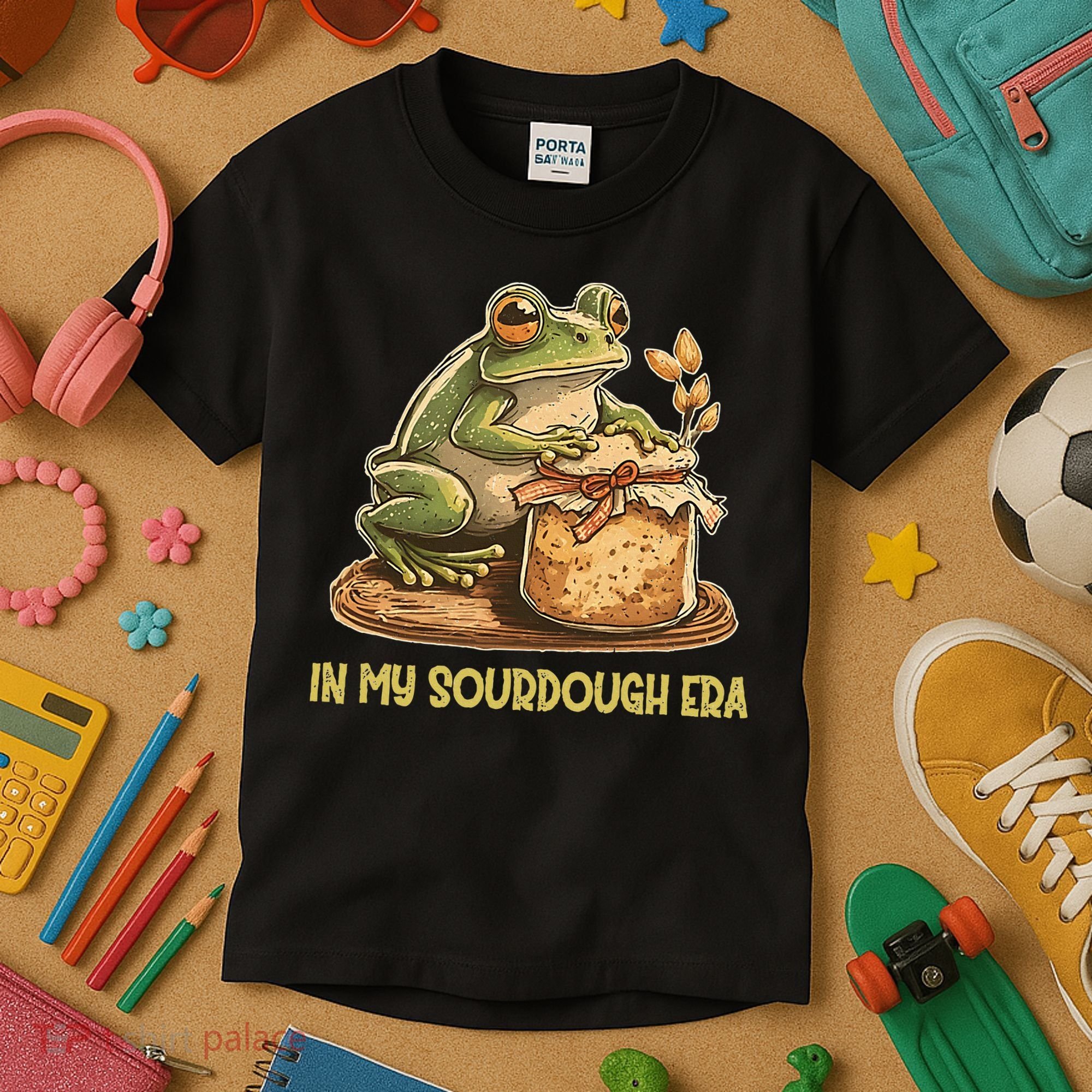 In My Sourdough Era Funny Frog Baking Bread Kids T-Shirt