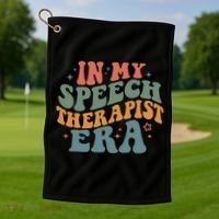In My Speech Therapist Era Retro SLP Therapists Teacher Golf Towel thumb 1