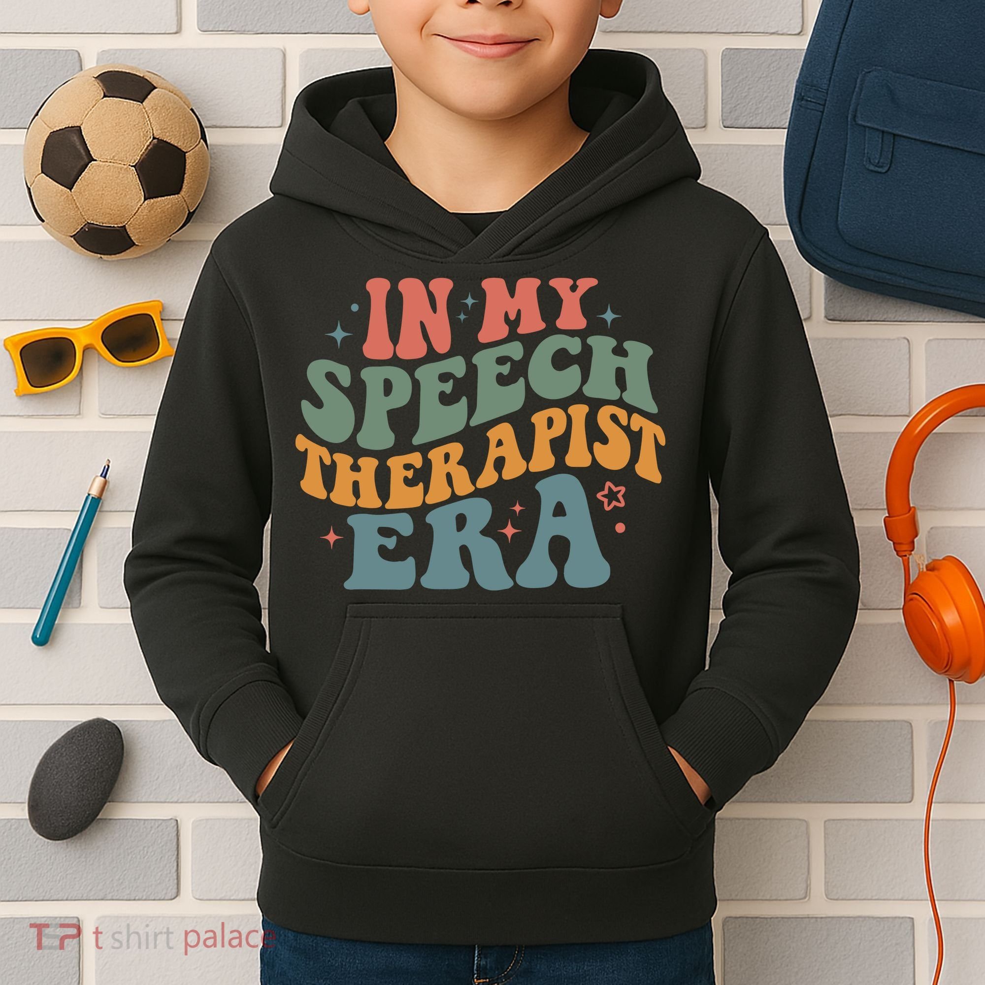 In My Speech Therapist Era Retro SLP Therapists Teacher Kids Hoodie
