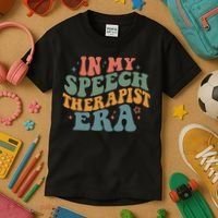 In My Speech Therapist Era Retro SLP Therapists Teacher Kids T-Shirt thumb 3