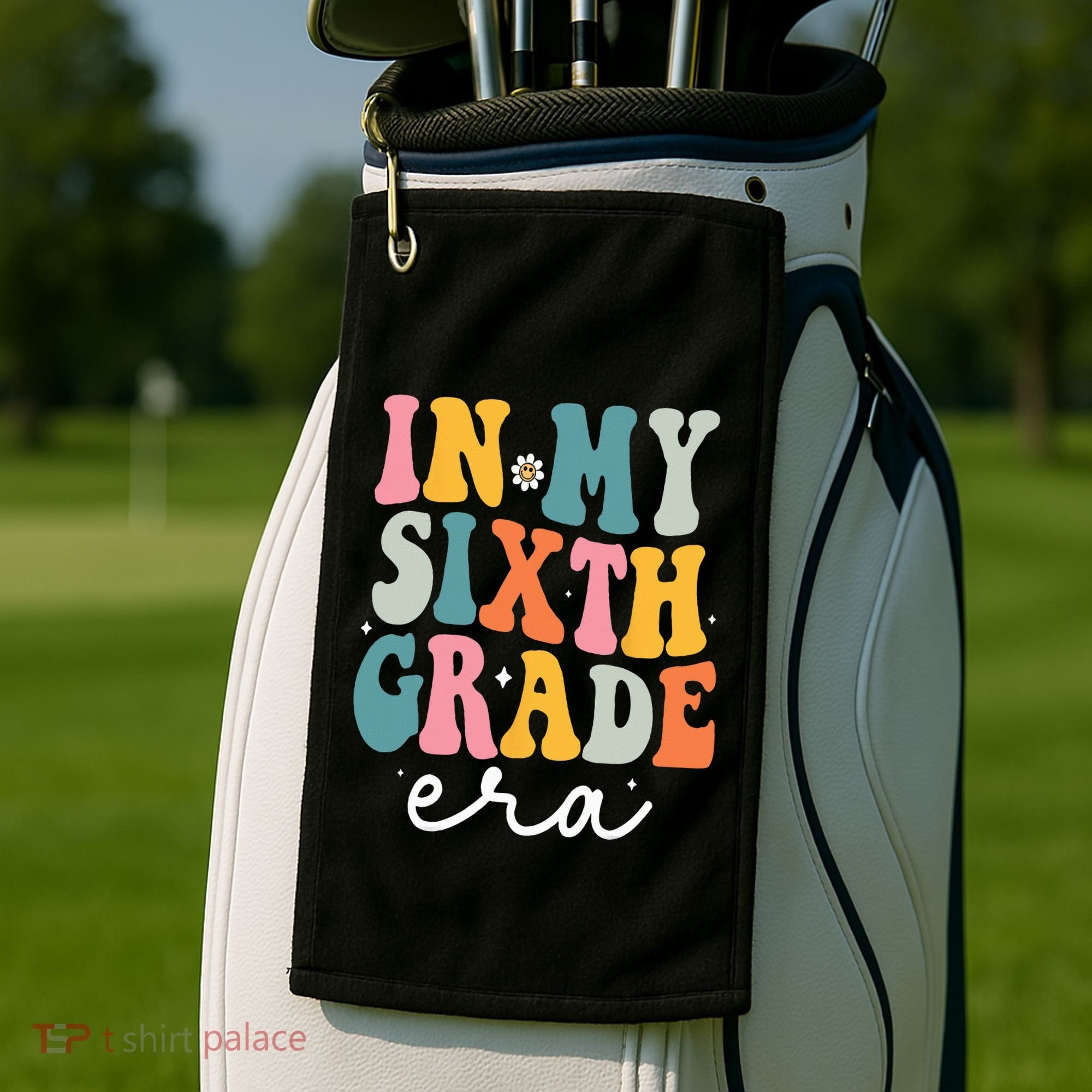 In My Sixth 6th Grade Era Groovy Back To School Teacher Golf Towel