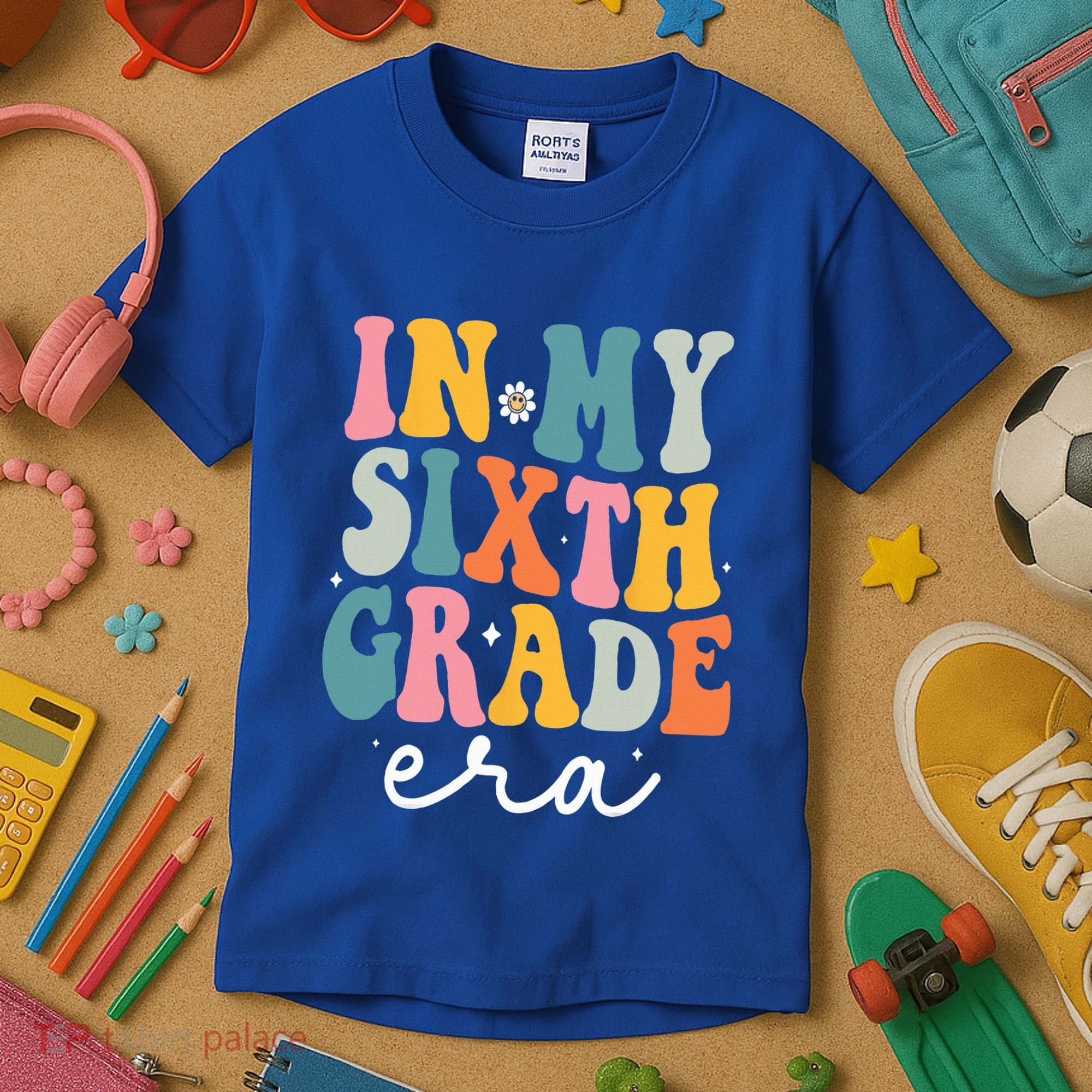 In My Sixth 6th Grade Era Groovy Back To School Teacher Kids T-Shirt