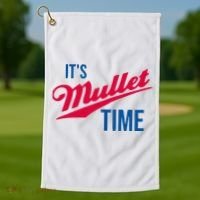 ItS Mullet Time Funny Redneck Mullet Golf Towel thumb 1