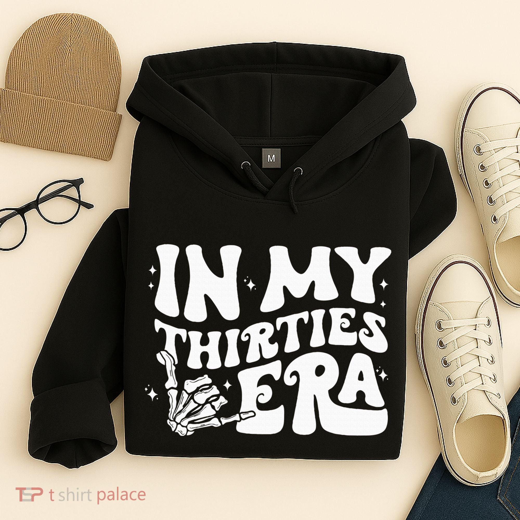 In My Thirties Era 30th Birthday Outfit Skeleton Hand Hoodie