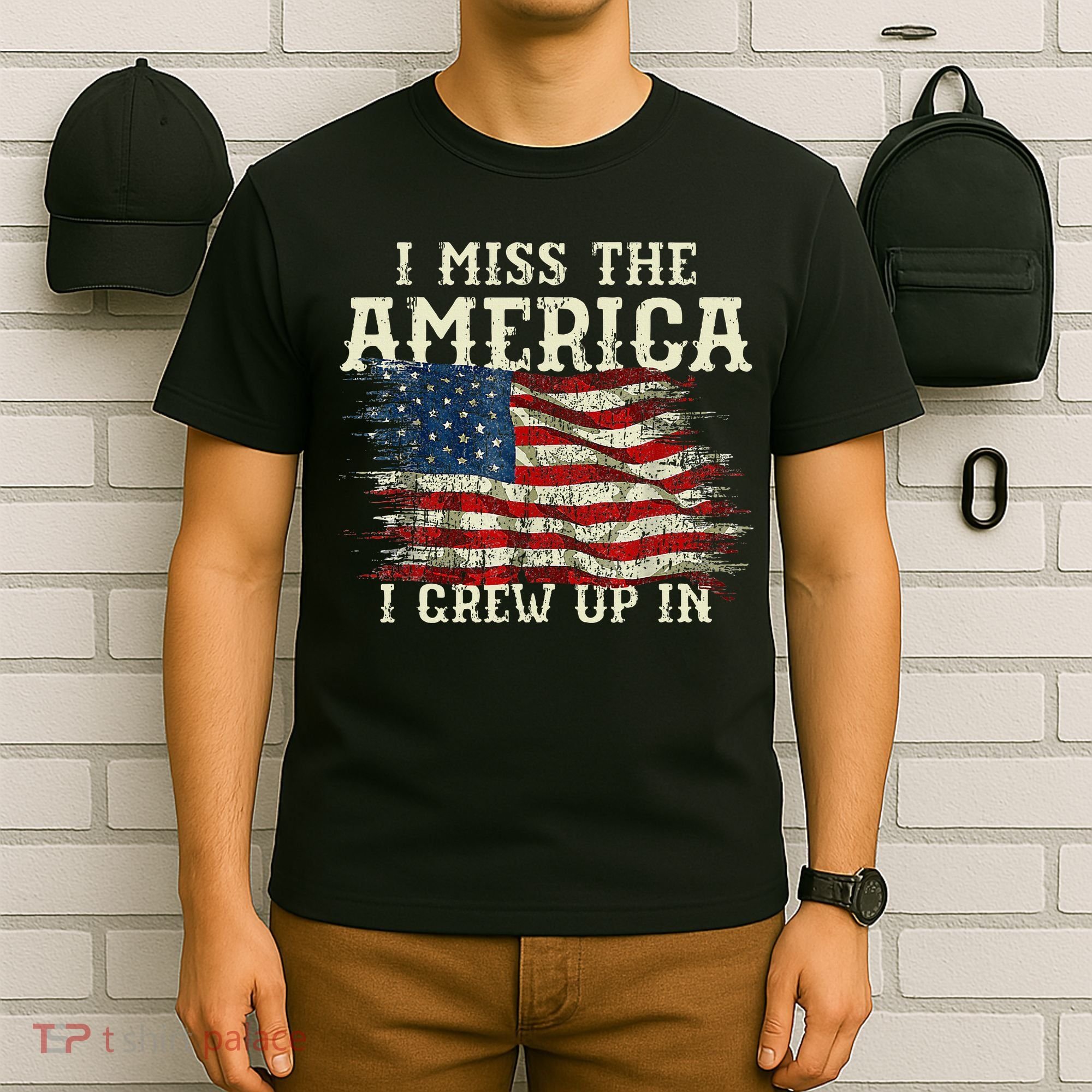 I Miss The America I Grew Up In Usa Flag T-Shirt