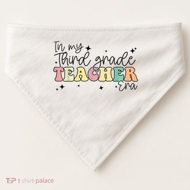 In My Third Grade Teacher Era Back To School 3rd Grade Retro USA-Made Doggie Bandana