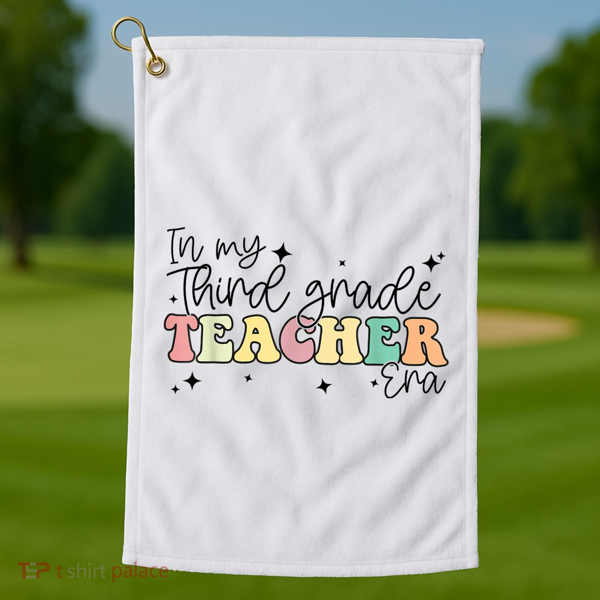 In My Third Grade Teacher Era Back To School 3rd Grade Retro Golf Towel