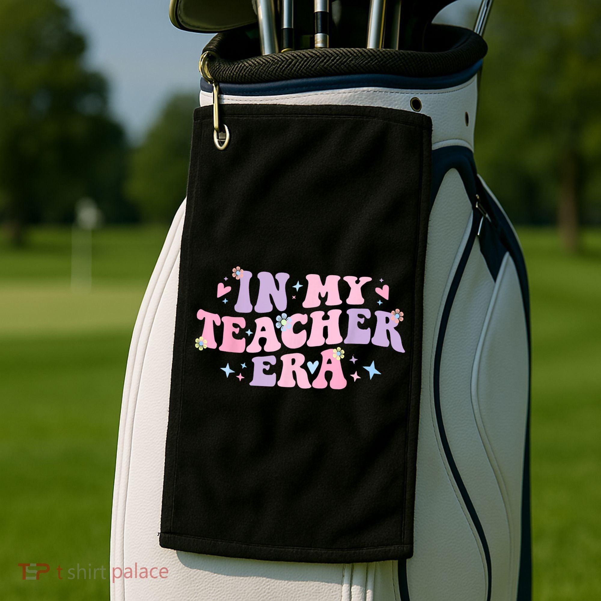 In My Teacher Era Back To School In My Teaching Era Pink Golf Towel