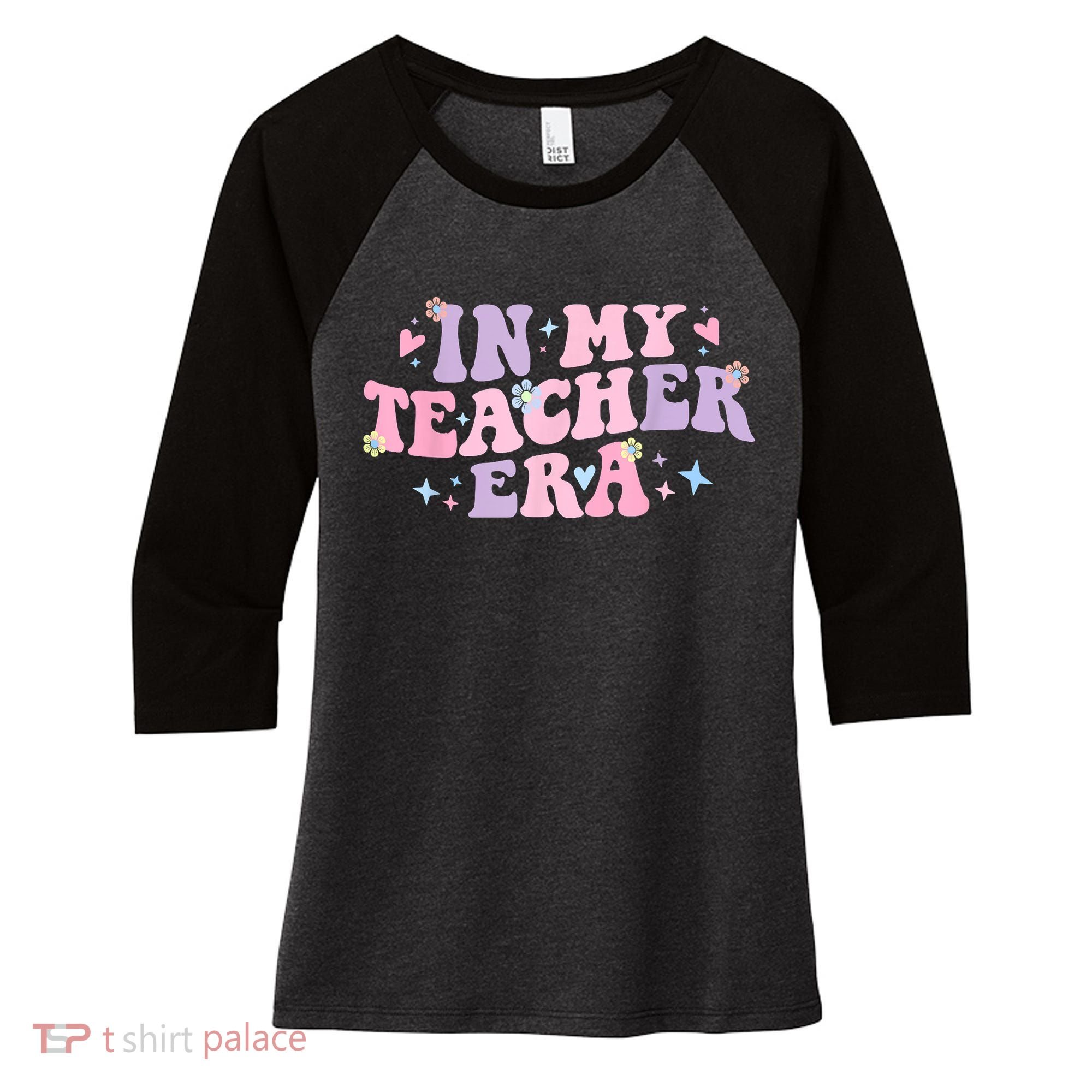 In My Teacher Era Back To School In My Teaching Era Pink Women's Tri-Blend 3/4-Sleeve Raglan Shirt