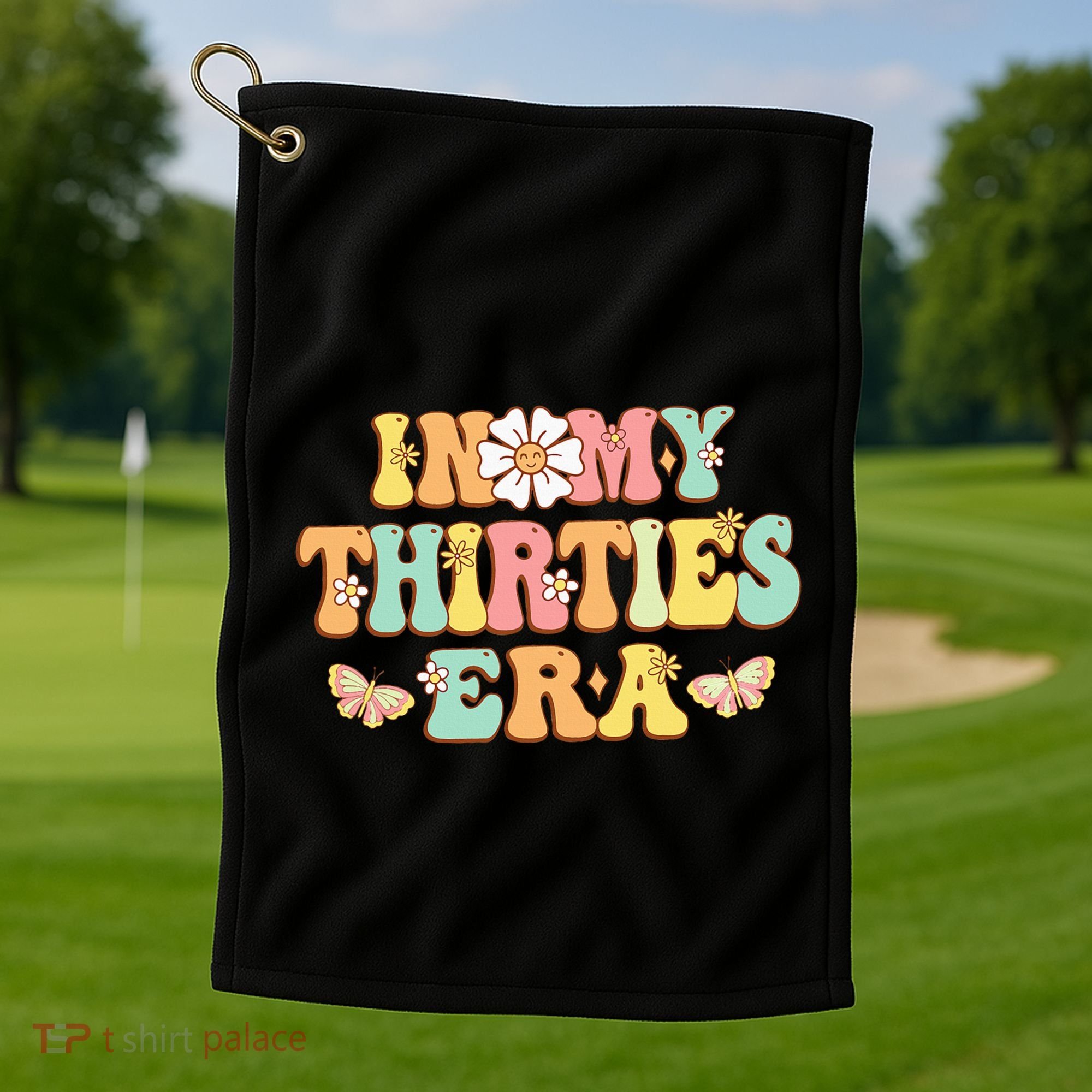 In My Thirties Era Groovy 30th Birthday 30S Golf Towel