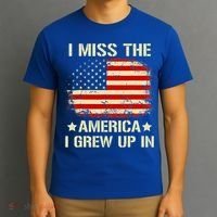 I Miss The America I Grew Up In American Flag Vintage T-Shirt thumb 3