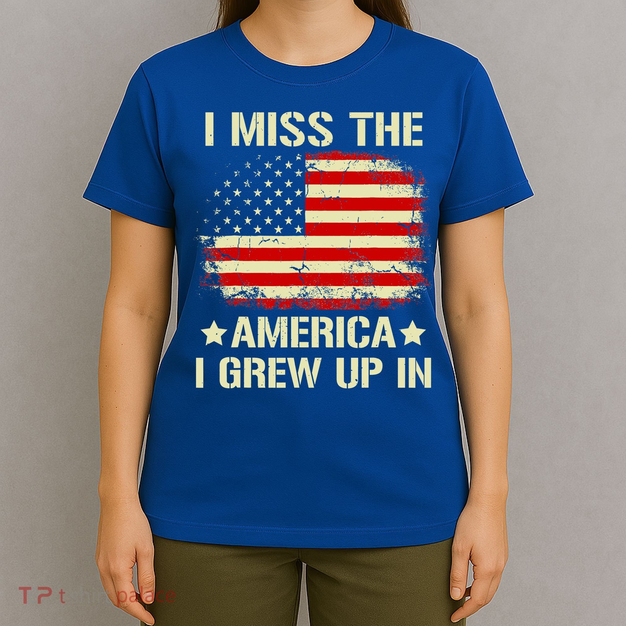 I Miss The America I Grew Up In American Flag Vintage T-Shirt
